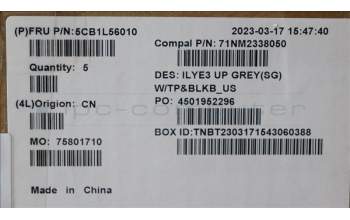 Lenovo 5CB1L56010 COVER Upper Case ASM_ENG C 82YA SGBL