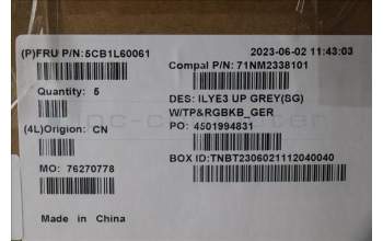 Lenovo 5CB1L60061 COVER Upper Case ASM_GER C 82YA SGRGB