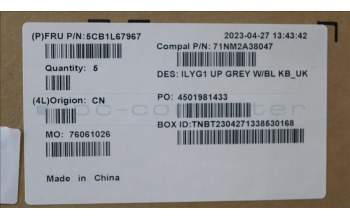 Lenovo 5CB1L67967 COVER Upper Case ASM_UKE C 82Y3 BLWH