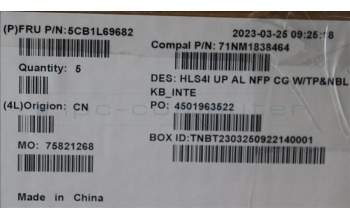 Lenovo 5CB1L69682 COVER UpCase_EUROENGC82XD NFP CG NBL AL