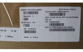 Lenovo 5CB1L69691 COVER UpperCase_UKE C82XD NFP CG NBL AL
