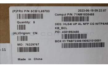 Lenovo 5CB1L69703 COVER UpperCase_BEL C82XD NFP CG NBL AL