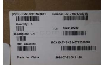Lenovo 5CB1N78871 COVER UpperCase_NORDIC C 83G1 CG FP BL