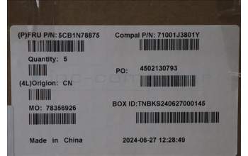 Lenovo 5CB1N78875 C-Cover with keyboard, Hungarian, Cloud Grey, Backlight, Fingerprint, UK