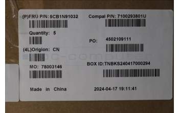 Lenovo 5CB1N91032 COVER UpperCase SWS C83FW NFP CG BL AL