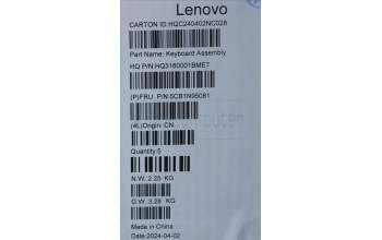 Lenovo 5CB1N95081 COVER Upper Case ASM HBW H 83DS FP LG