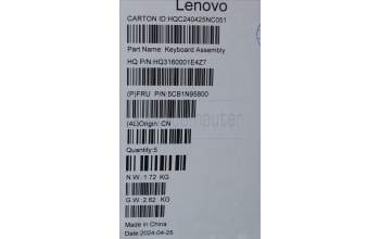 Lenovo 5CB1N95800 COVER UpperCaseASM RUS H83DK NFP SG