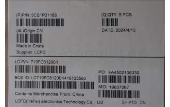 Lenovo 5CB1P31188 COVER Upper Case ASM_GER L 21N5SG SCREW