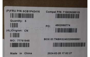 Lenovo 5CB1P43416 COVER Upper Case ASM_GRE C 83DX RGB