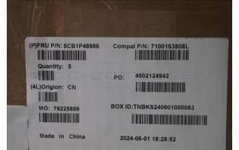 Lenovo 5CB1P48986 C-Cover with keyboard, Nordic, Cloud Grey, Backlight, FingerPrint, UK