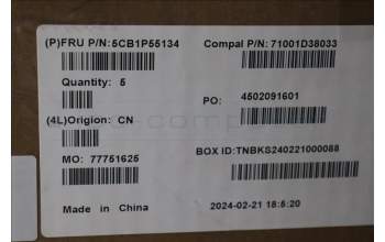 Lenovo 5CB1P55134 COVER Upper Case ASM ENG C 83DG LGBLAI