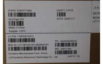 Lenovo 5CB1P71893 COVER Upper Case ASM_ENG L 83GWNFP BK