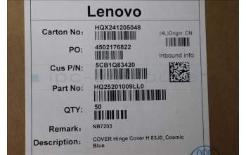 Lenovo 5CB1Q83420 COVER Hinge Cover H 83J0_Cosmic Blue