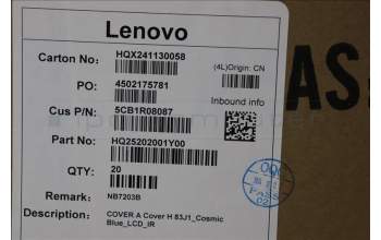 Lenovo 5CB1R08087 A-Cover, 83J1, Cosmic Blue, LCD_IR