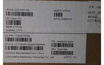 Lenovo 5CB1R61703 C-Cover with keyboard, Czech Slovakian, Cosmic Blue, Puresight Logo, Screw, UK