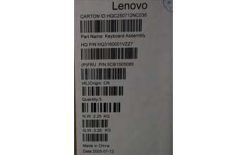 Lenovo 5CB1S05085 C-Cover with keyboard, French, Luna Grey, Backlight, Non-FingerPrint, US