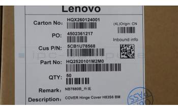 Lenovo 5CB1U78568 COVER Hinge Cover H83S6 BM