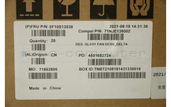 Lenovo 5F10S13938 FAN System FAN C 20WE Delta