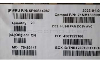 Lenovo 5F10S14087 FAN FAN C 82XD AVC