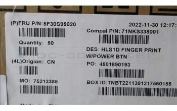 Lenovo 5F30S95020 FINGER_PRT FP BD C 82VG w/power btn&FFC