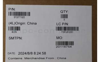 Lenovo 5F30T71925 FINGER_PRT FP BD L 83GW W/ME PART GY
