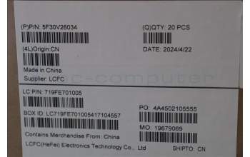 Lenovo 5F30V26034 FINGER_PRT FRU FPR CS24 LG R_FoP Syn-OMS
