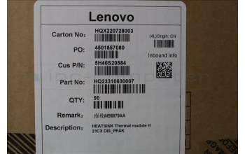 Lenovo 5H40S20584 HEATSINK Thermal module H 21CX DIS_PEAK