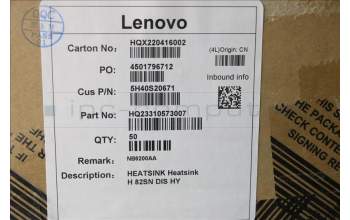 Lenovo 5H40S20671 HEATSINK Heatsink H 82SN DIS HY