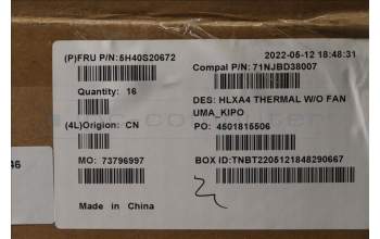 Lenovo 5H40S20672 HEATSINK Heatsink C 21DH UMA KIPO