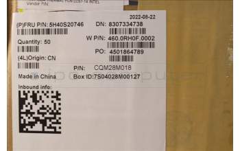 Lenovo 5H40S20746 HEATSINK Thermal module W82R7 FCN TPD