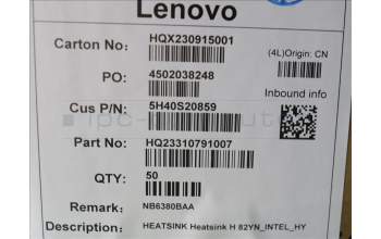 Lenovo 5H40S20859 HEATSINK Heatsink H 82YN_INTEL_HY