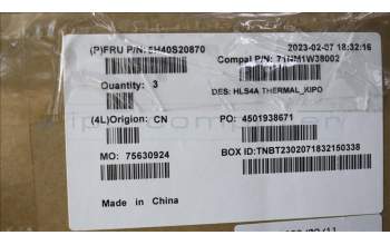 Lenovo 5H40S20870 HEATSINK Heatsink C 82XE KIPO