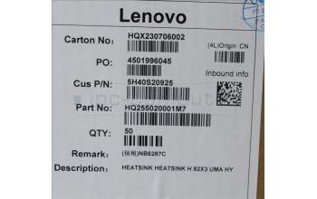 Lenovo 5H40S20925 HEATSINK HEATSINK H 82X3 UMA HY
