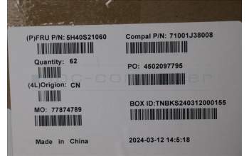 Lenovo 5H40S21060 HEATSINK Heatsink C 83G1 HUA