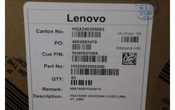 Lenovo 5H40S21065 HEATSINK HEATSINK H 83D3 UMA HY_AMD