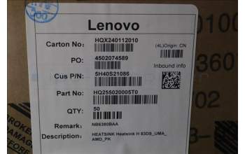 Lenovo 5H40S21086 HEATSINK Heatsink H 83DS_UMA_ AMD_PK