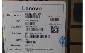 Lenovo 5H40S21087 HEATSINK Heatsink H 83DS_UMA_ AMD_HY