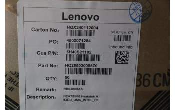 Lenovo 5H40S21102 HEATSINK Heatsink H 83DU_UMA_INTEL_PK