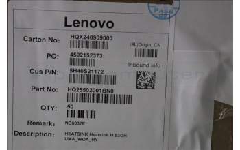 Lenovo 5H40S21172 HEATSINK Heatsink H 83GH UMA_WOA_HY