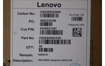 Lenovo 5H40S21297 HEATSINK Heatsink H 83KU PK