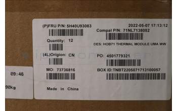 Lenovo 5H40U93083 HEATSINK A570 I ADL-P i3 UMA TM,Taisol