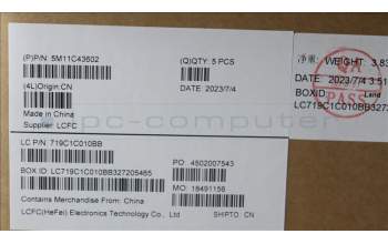 Lenovo 5M11C43602 MECH_ASM KB C TUR BKLT(PMX)PT UK BK