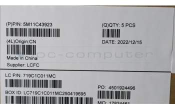 Lenovo 5M11C43923 MECH_ASM KBC EUROENGBKLT(PMX)PT FP EB BK