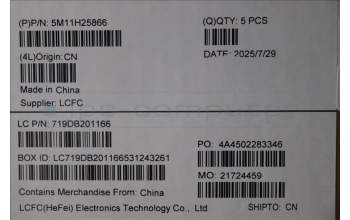 Lenovo 5M11H25866 MECH_ASM KB CCov ENG BKLT Liteon WW BK