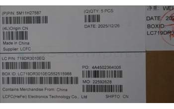 Lenovo 5M11H27587 MECH_ASM KBD Cc ARA BKLT(SUN) US WWBK