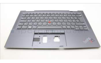 Lenovo 5M11H62323 C-Cover with keyboard, Slovenian, Grey, Backlight, Fingerprint, UK