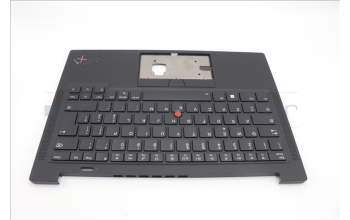 Lenovo 5M11H62653 C-Cover with keyboard, Italian, Black, Backlight, Fingerprint Reader, UK