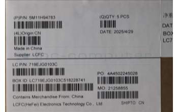 Lenovo 5M11H94783 MECH_ASM FRU KBD CCV NOR (CHY) UK BK