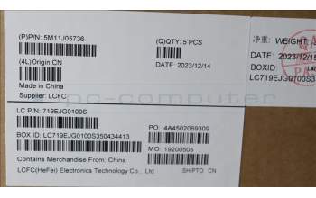 Lenovo 5M11J05736 MECH_ASM FRU KBD CCV EUROENG BL(CHY)USBK