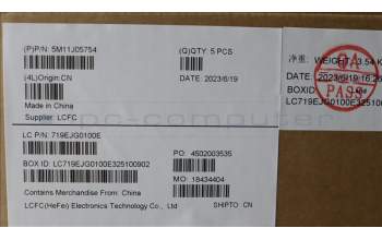 Lenovo 5M11J05754 MECH_ASM FRU KBD CCV TC BL (LTN) US BK